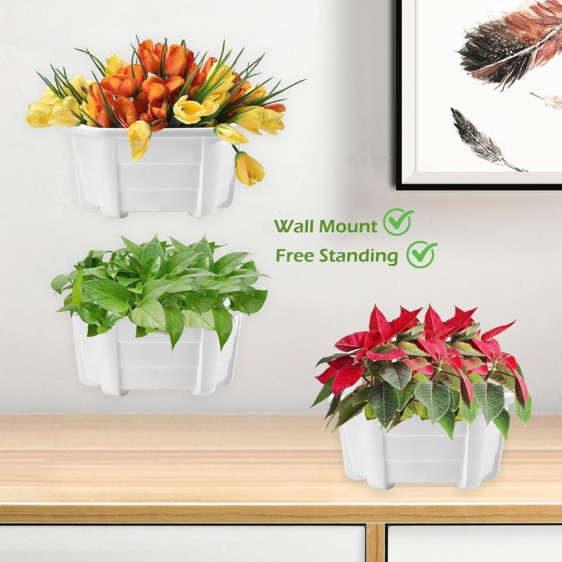 ORIMERC 9.8 inch 3 Pack Wall Hanging Planters Pots for Indoor Plants, Wall Plants Planter Holder with Drainage Hole, Balcony planters Railing Hanging Pot, Plant Wall Mount Decor with Hooks/Screws - Image 5